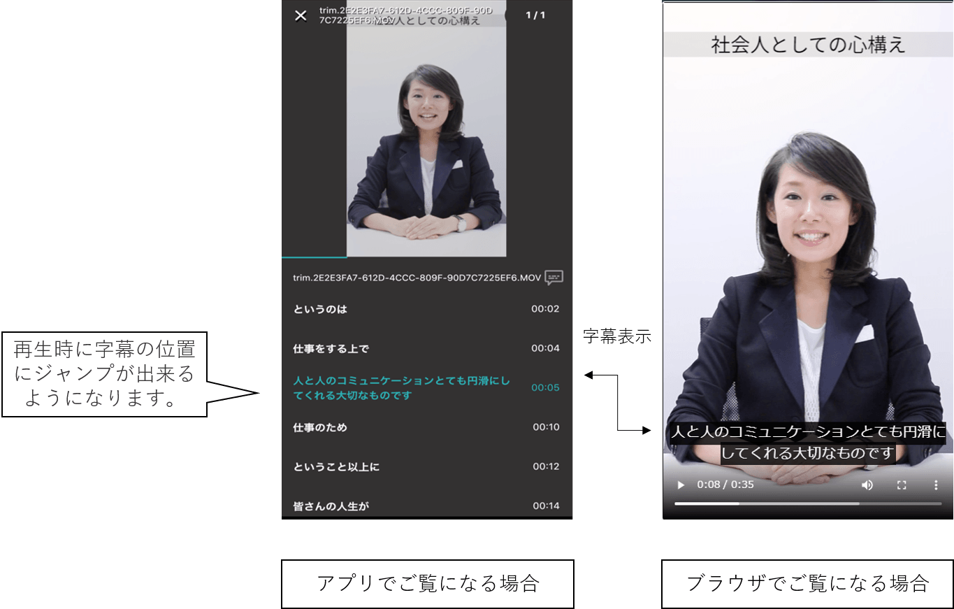 自動字幕の表示例