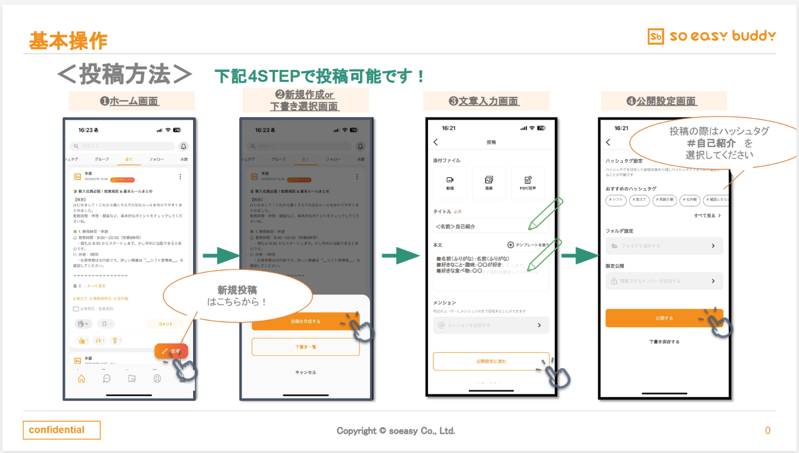 Steps for creating a post in soeasy buddy